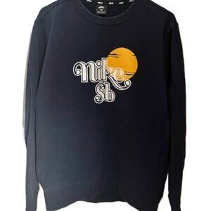 Nike SB Graphic Crewneck Sweatshirt Large Navy Yellow Logo Pullover